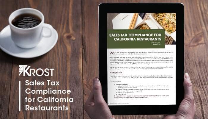 Sales Tax Compliance for California Restaurants Sales Tax Compliance for California Restaurants