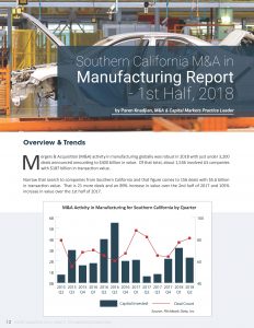 Southern California M&A in Manufacturing Report - 1st Half, 2018