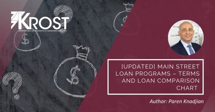 [Updated] Main Street Loan Programs – Terms and Loan Comparison Chart